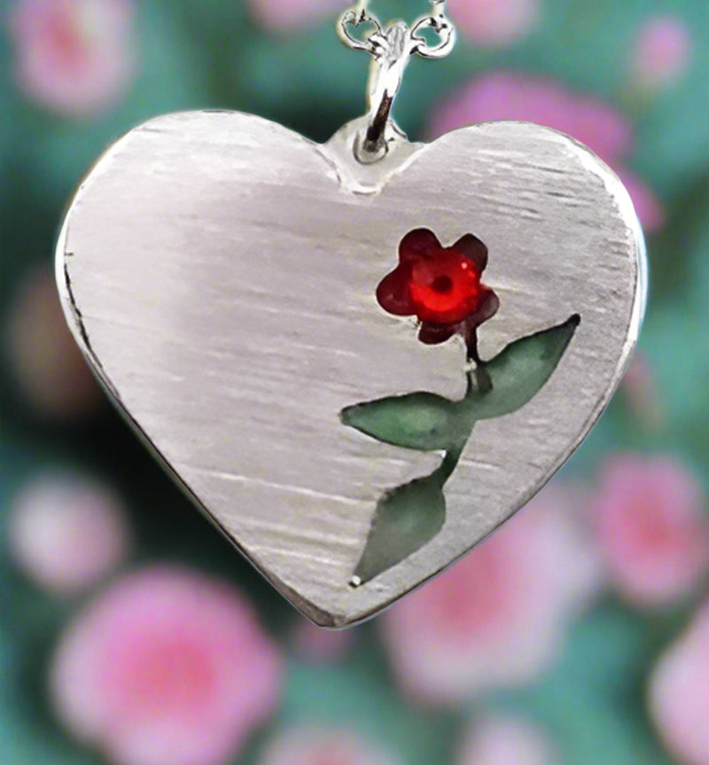 Flower Heart with Crystal Necklace