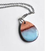 Dipped Teardrop Necklace Sky Blue