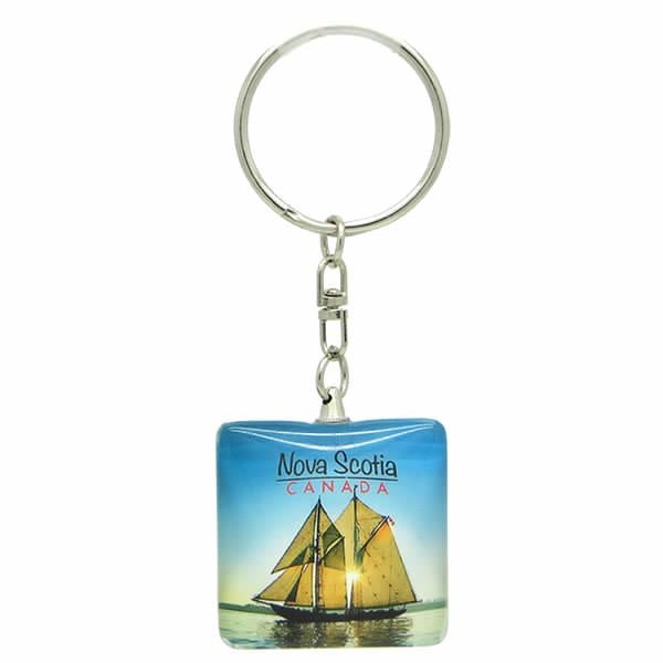 Square Glass key ring with Bluenosee II on it