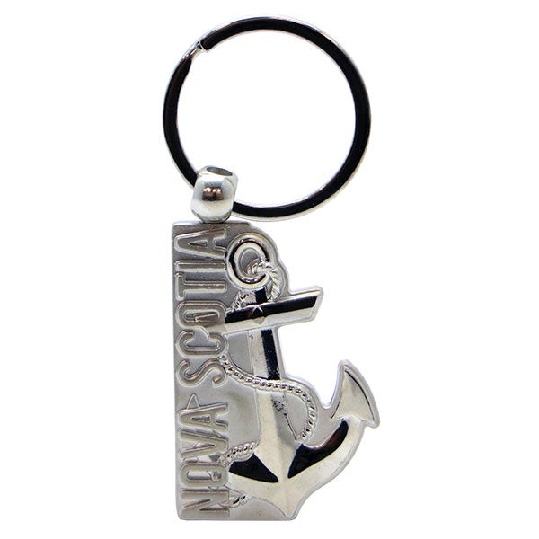 Metal Anchor with Nova Scotia in block letters - key ring